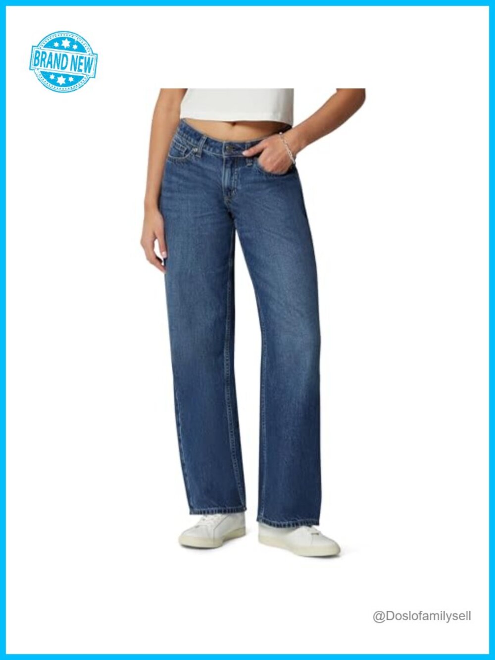 Ultra Soft Low-Rise Wide Leg Jeans Cotton Denim Blend 5-Pocket